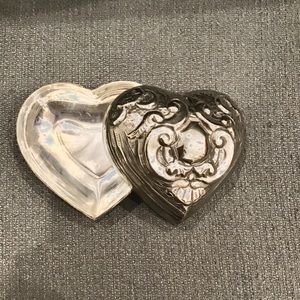 Silver Plated Heart Trinket Jewelry Box Case